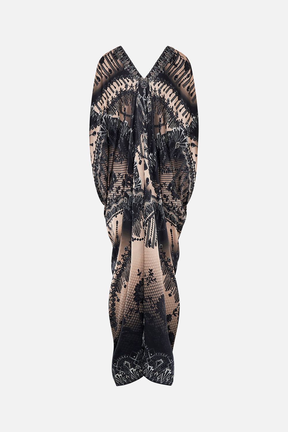 LONG DRAPE DRESS WITH ZIP FRONT CURTAIN CALL CHAOS