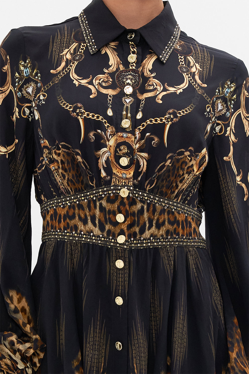 COLLARED SHAPED WAISTBAND DRESS JUNGLE DREAMING