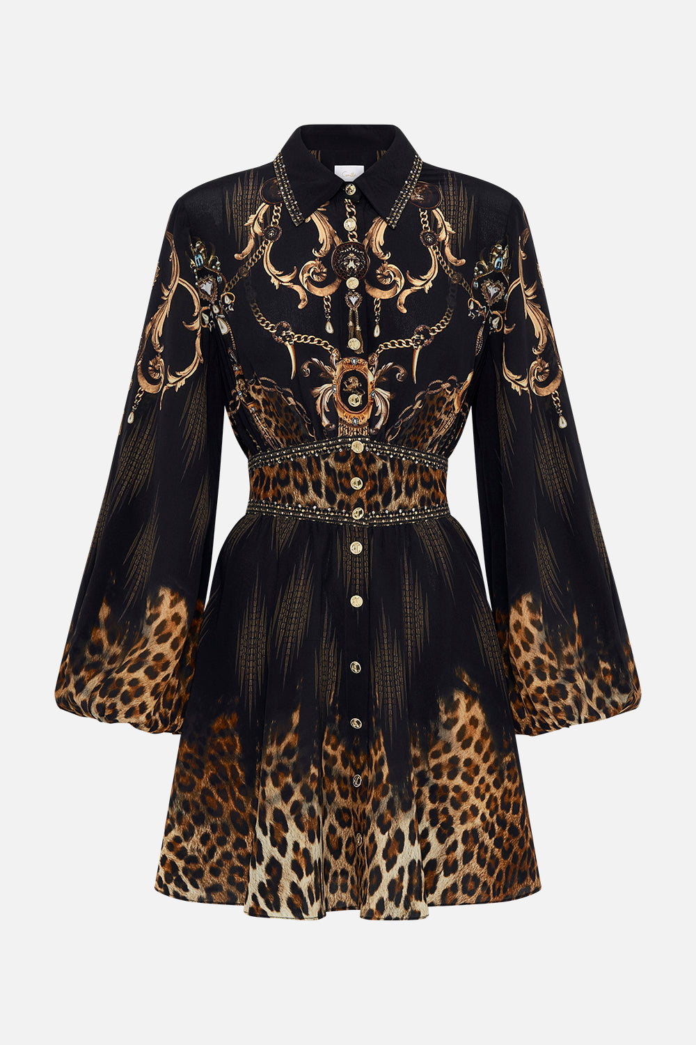 COLLARED SHAPED WAISTBAND DRESS JUNGLE DREAMING