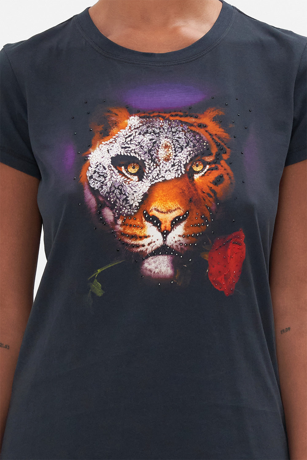 ORGANIC COTTON SLIM FIT TEE - BLACK MOONLIGHT MELODIES