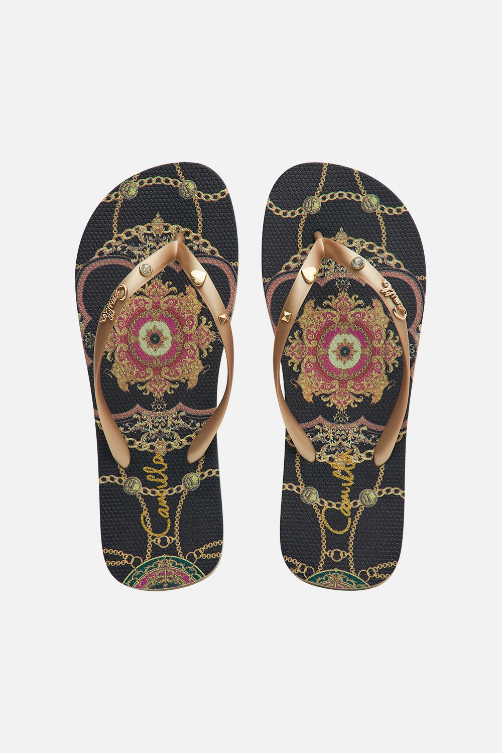 Top product view of CAMILLA thongs in Jealousy And Jewels print