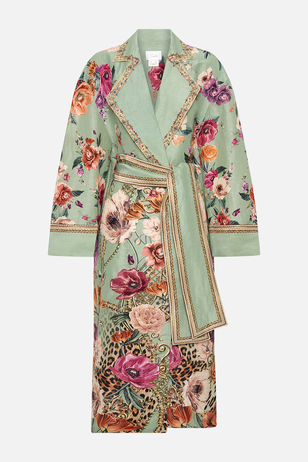 Product view of CAMILLA silk linen floral jakcet in Grow and Glow print