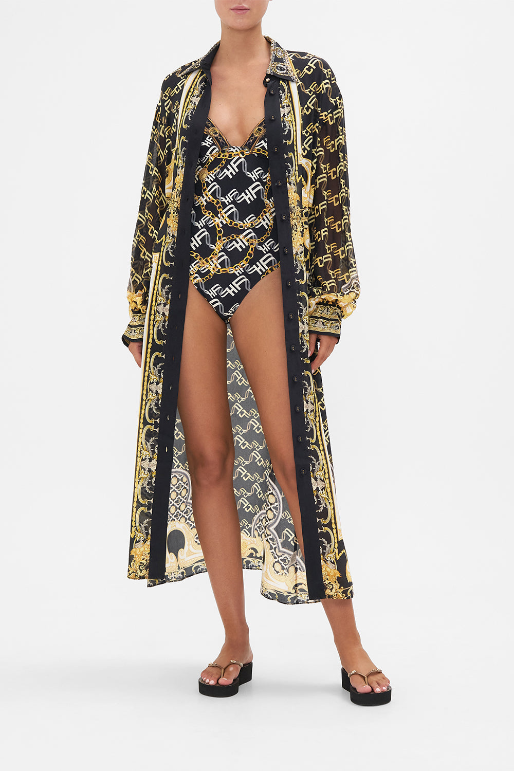 BUTTON DOWN BLOUSON SLEEVE DRESS TETHER ME NOT