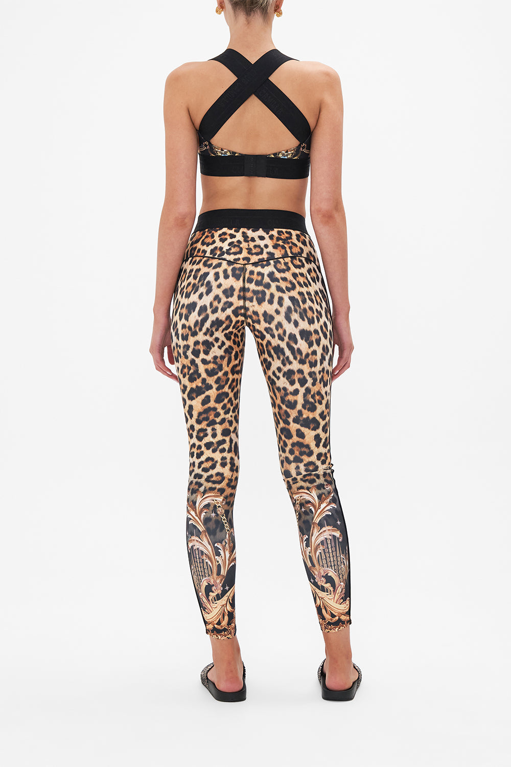 JACQUARD ELASTIC WAIST LEGGING WITH PIPING RUNNING IN THE WILD