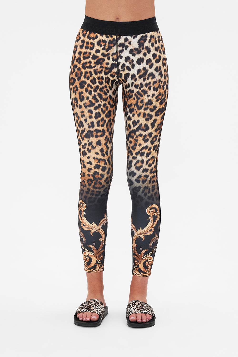 JACQUARD ELASTIC WAIST LEGGING WITH PIPING RUNNING IN THE WILD