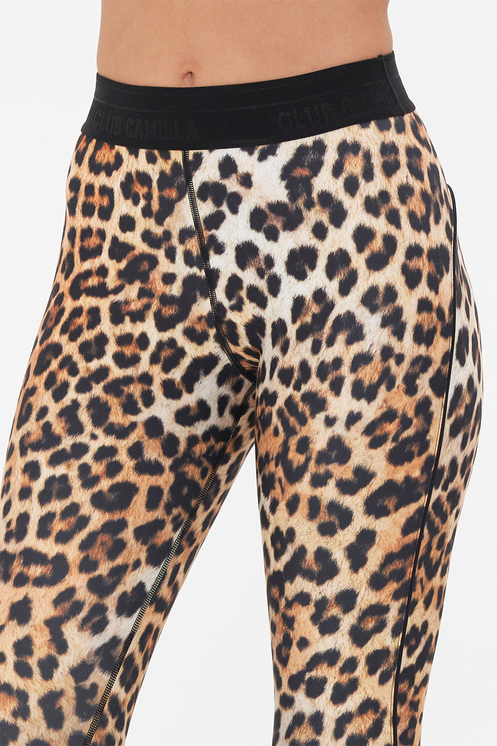 JACQUARD ELASTIC WAIST LEGGING WITH PIPING RUNNING IN THE WILD