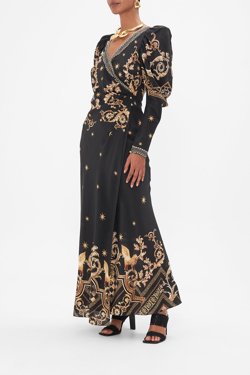 WRAP DRESS WITH DRAMATIC SLEEVE DUOMO DYNASTY