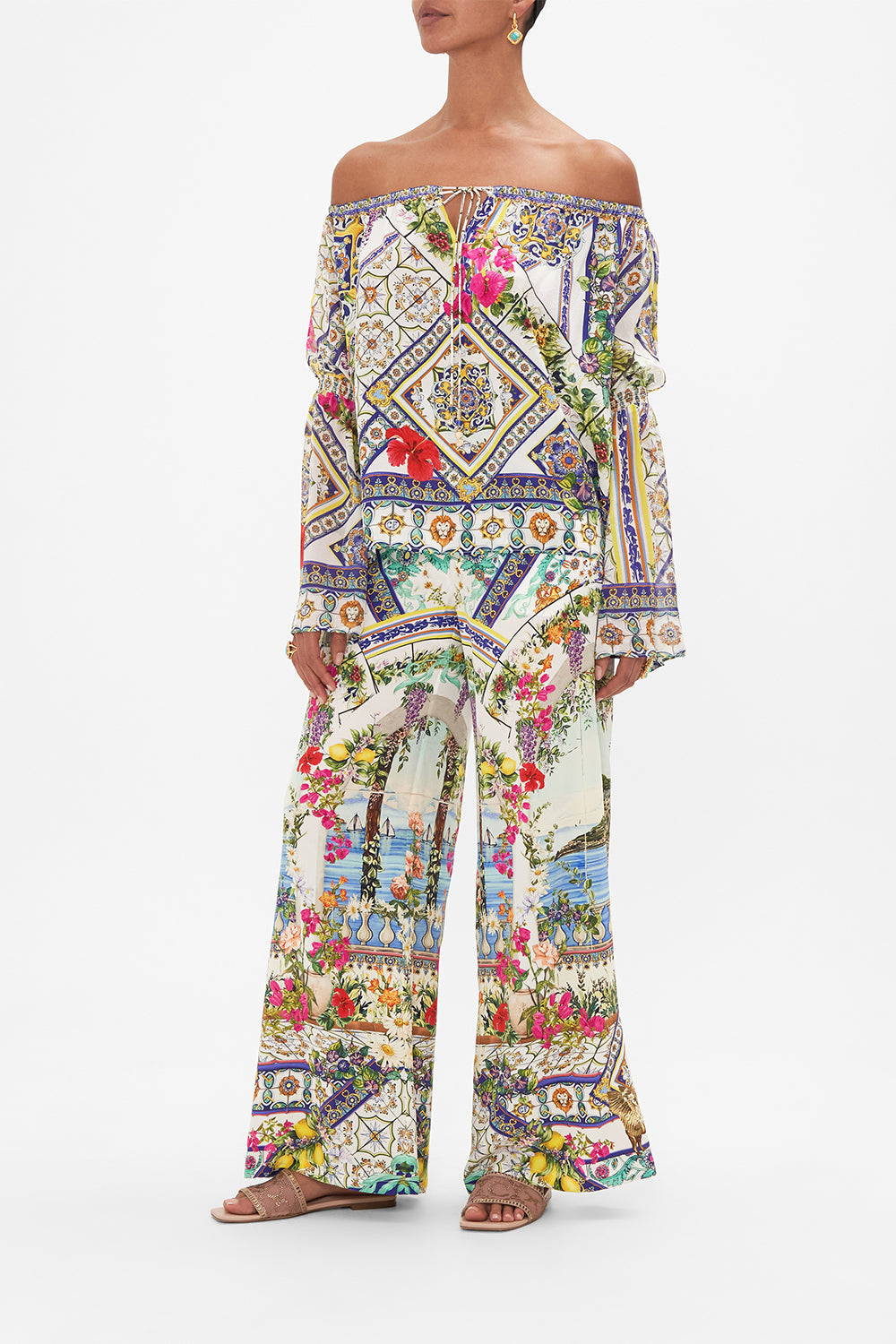 DROP SHOULDER BELL SLEEVE TOP AMALFI AMORE