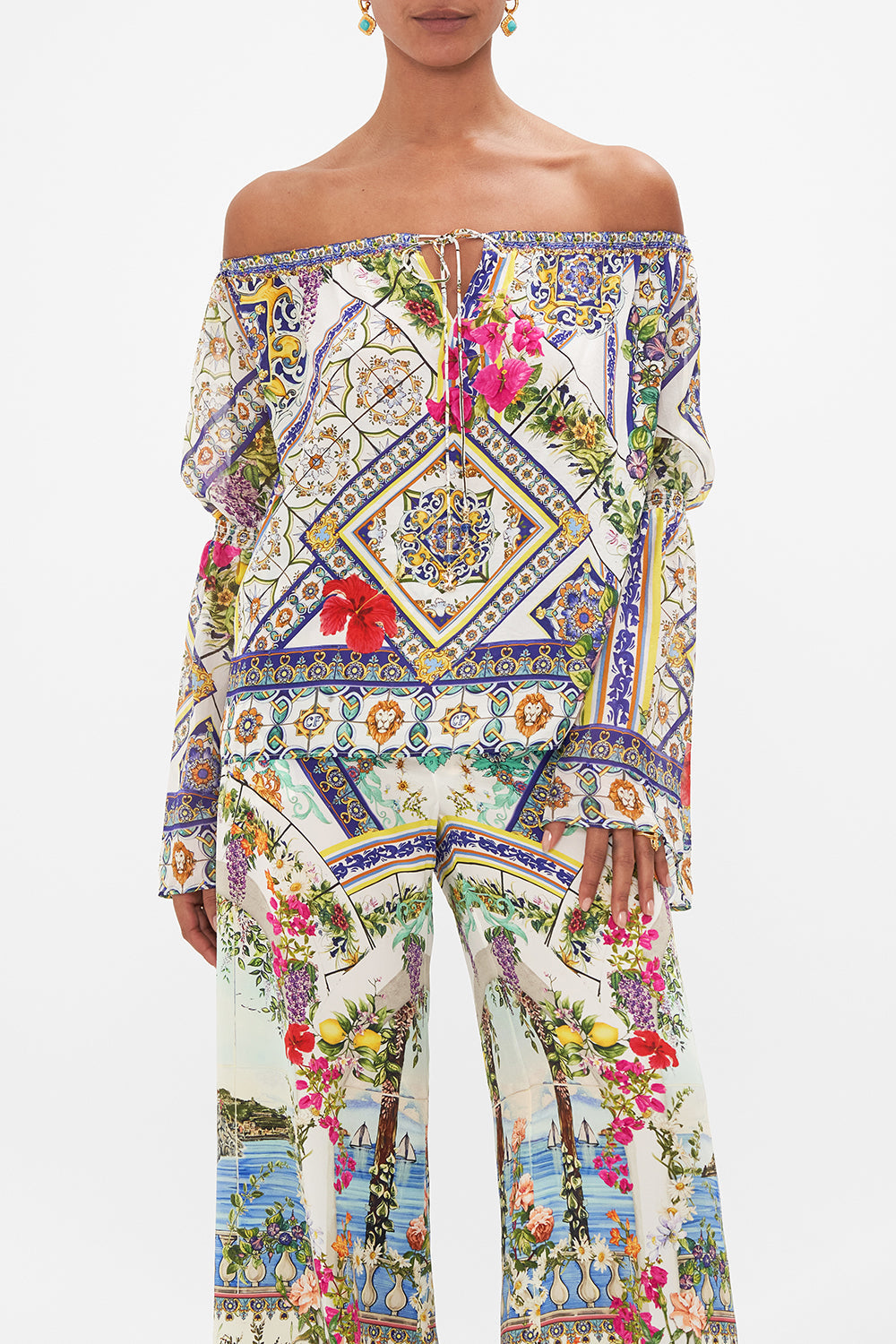 DROP SHOULDER BELL SLEEVE TOP AMALFI AMORE