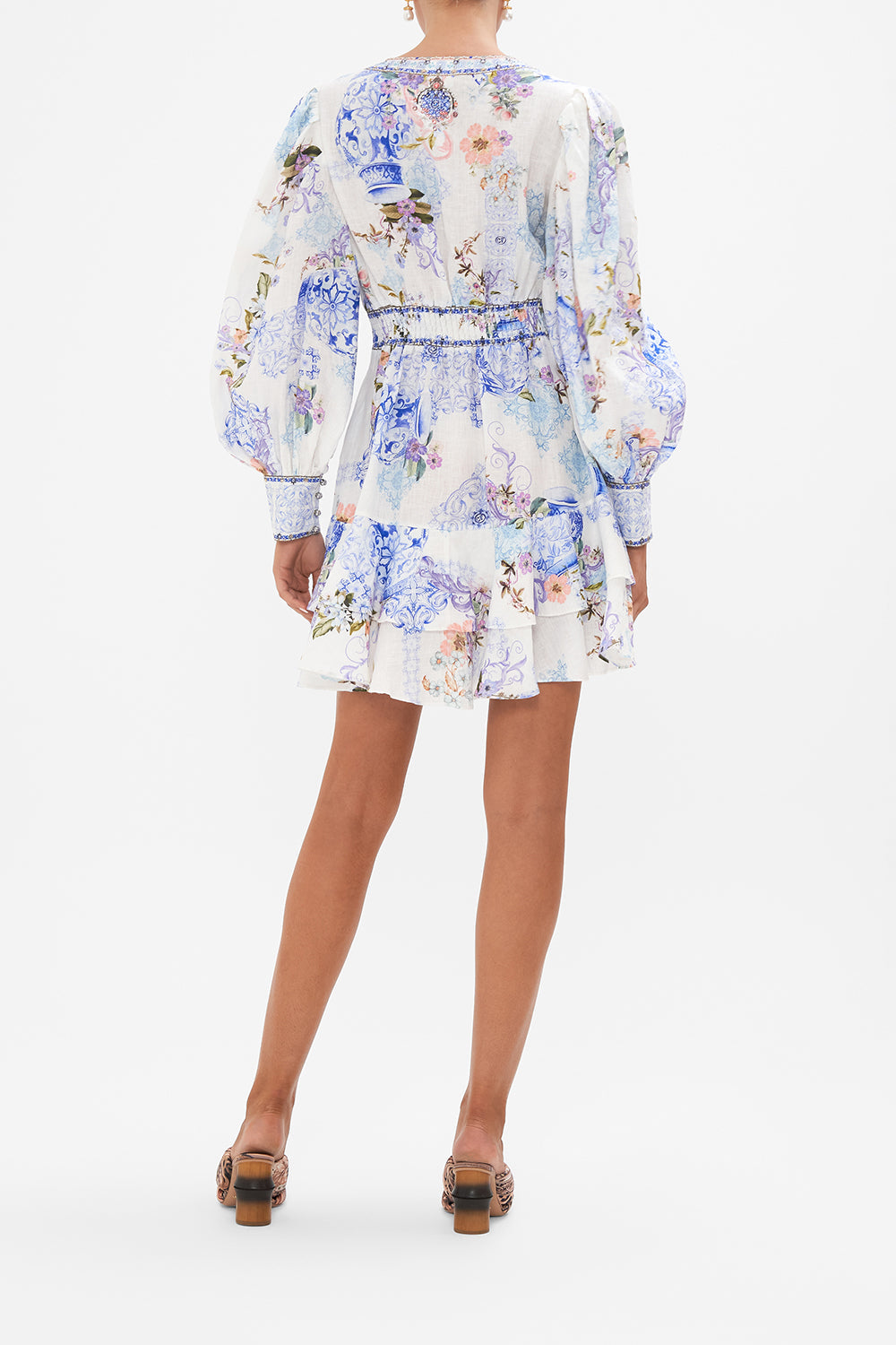 BUTTON FRONT FRILL DRESS PAINT ME POSITANO