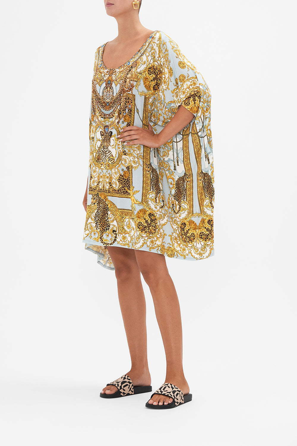 SHORT ROUND NECK LOUNGE KAFTAN PALAZZO PRIDE