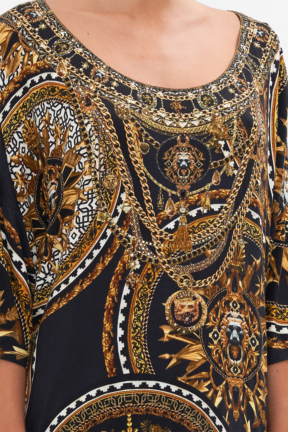 SCOOP BACK HEM LOUNGE DRESS DUOMO KALEIDO