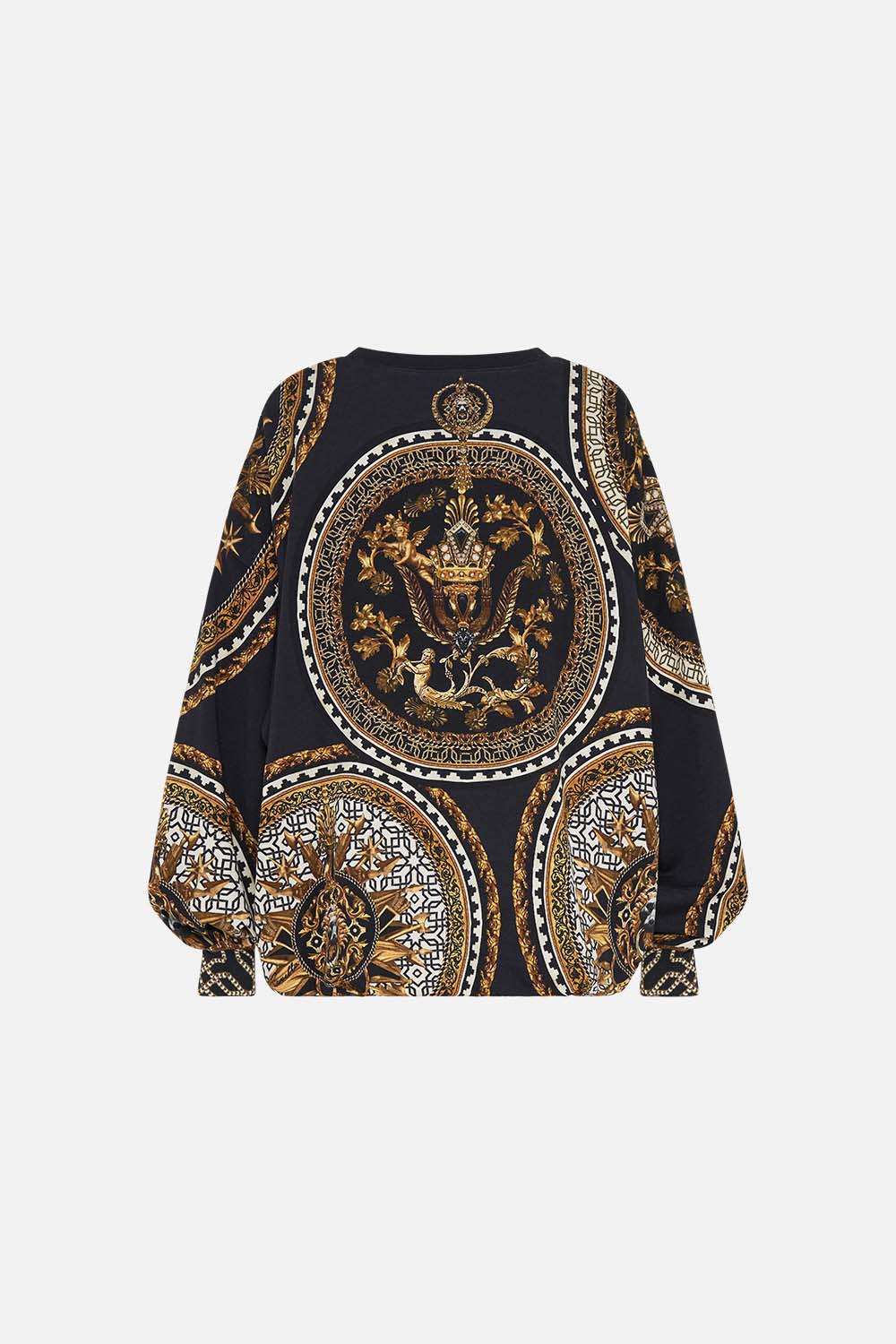 Video of model wearing CAMILLA printed sweater in Duomo Kaleido print