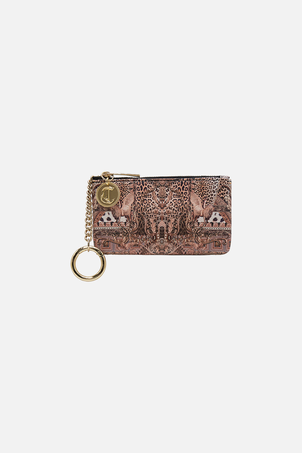 Product view of CAMILLA leopard print cardholder pouch in Standing Ovation print