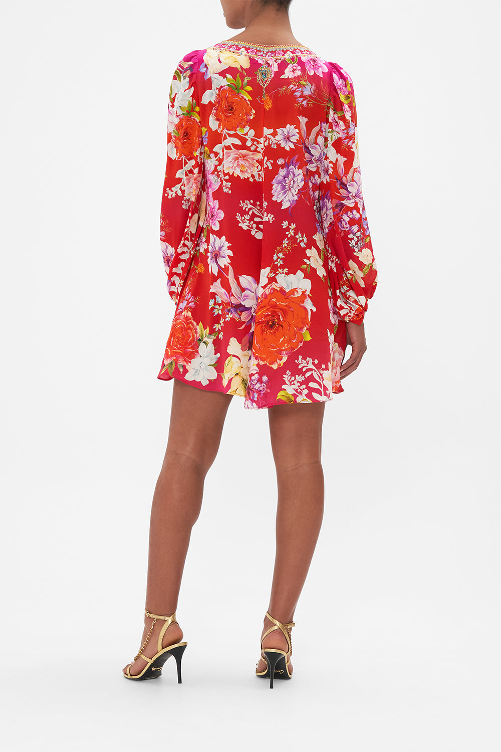 V NECK BLOUSON SLEEVE DRESS KISS AND TELL