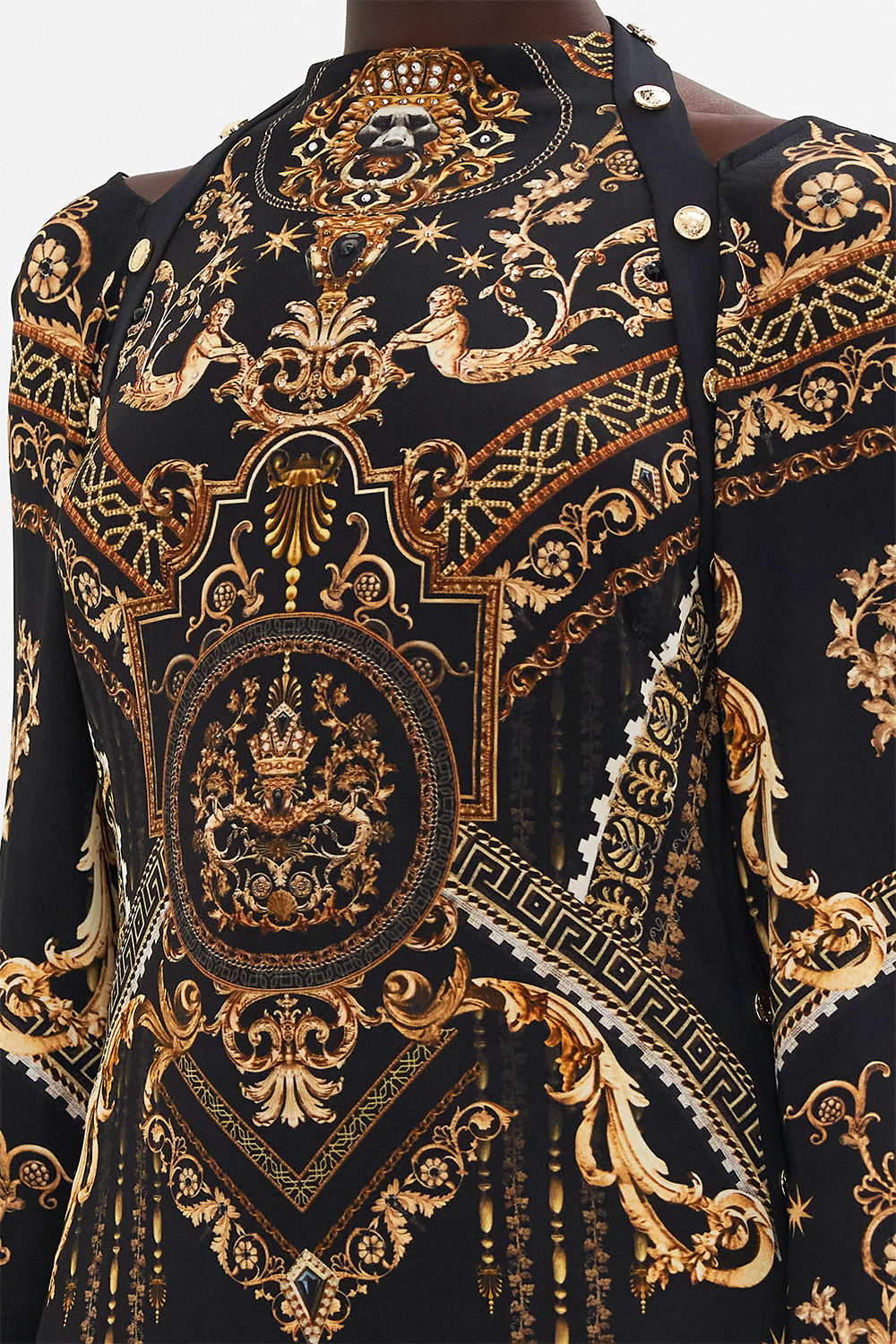 SHORT CUT OUT SHOULDER JERSEY DRESS DUOMO DYNASTY