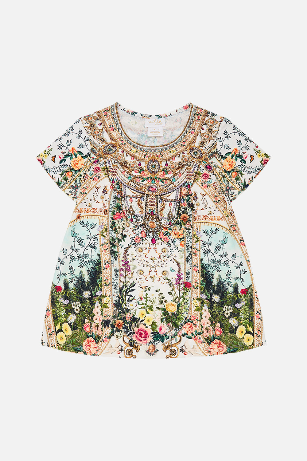 Product view of Milla By CAMILLA kids floral t shirt dress in Renaissance Romance print