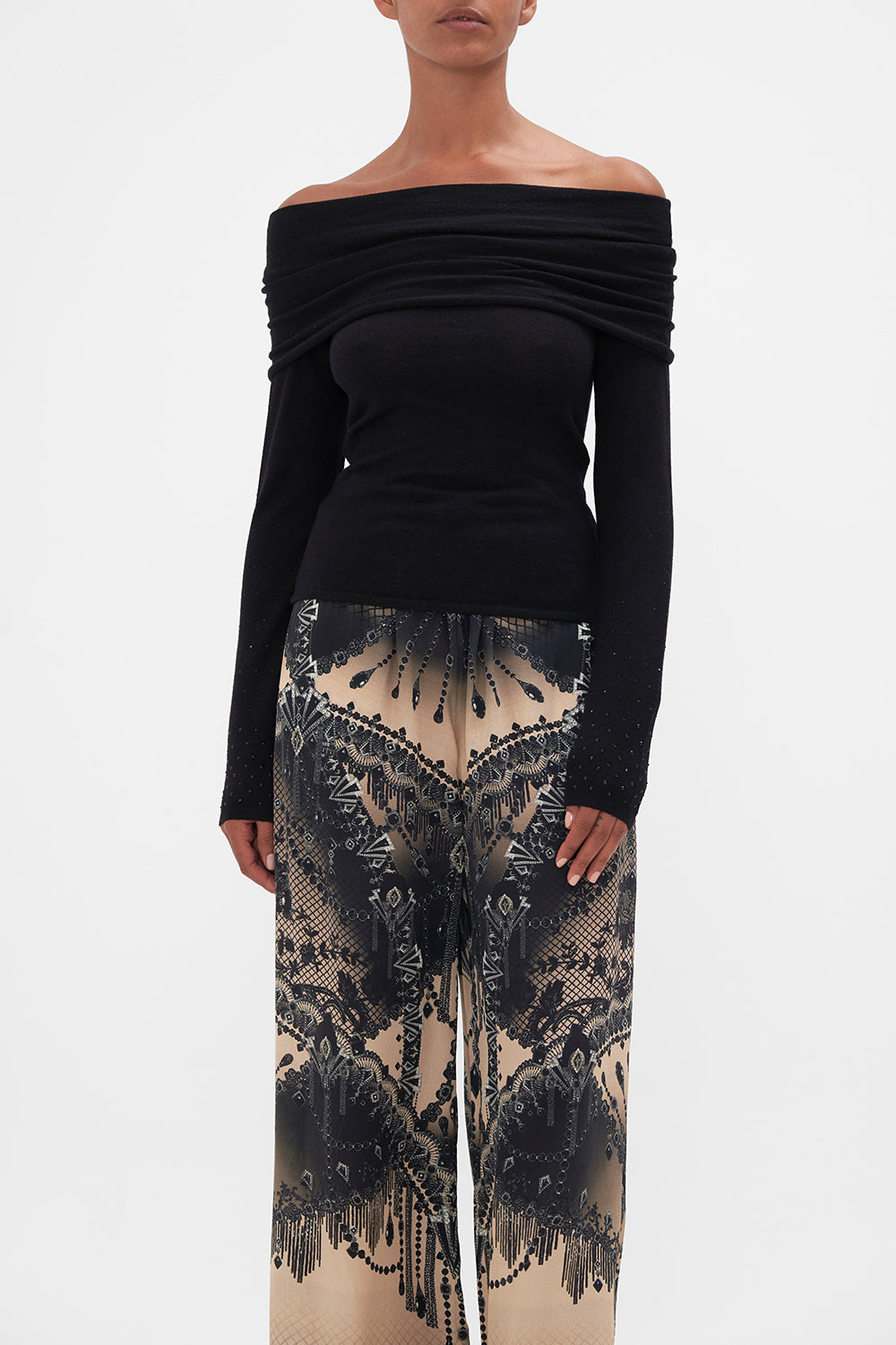 OFF SHOULDER KNIT TOP CURTAIN CALL CHAOS