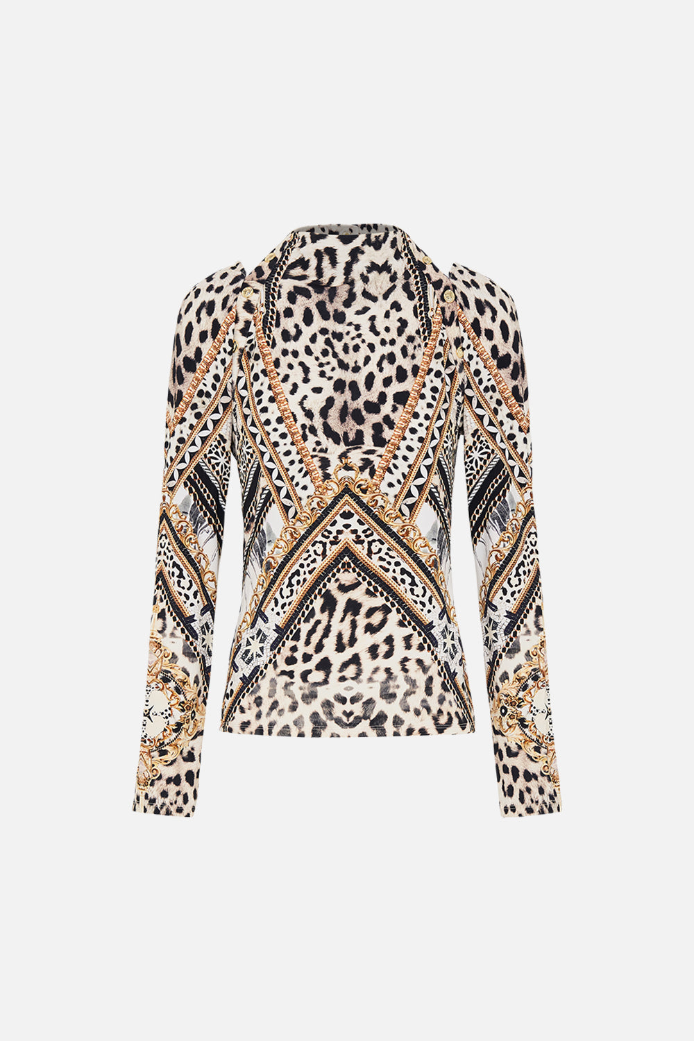 Product view of CAMILLA animal print top in Mosaic Muse print