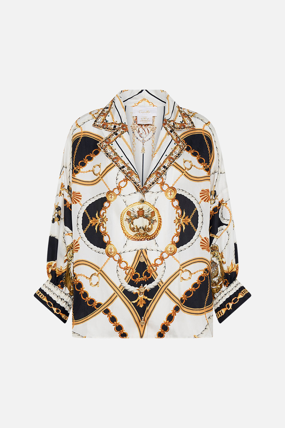 Product view of CAMILLA silk shirt in Sea Charm print