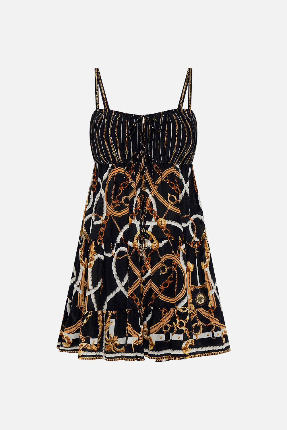 Product view of CAMILLA chain print mini dress in Coast to Coast print