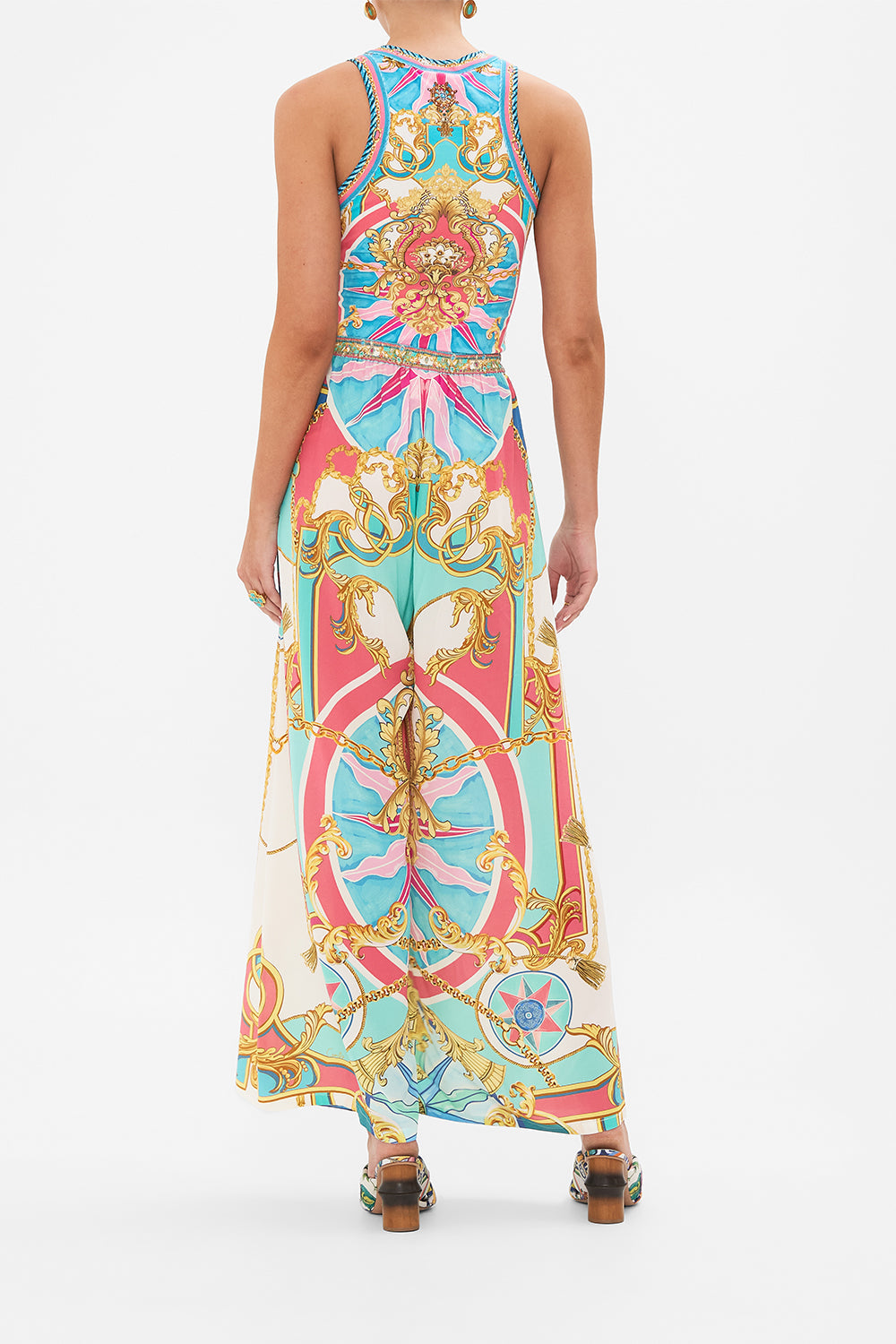 Product view of CAMILLA silk trouser in Sail Away With Me print