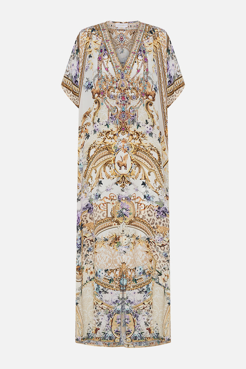 SLIM FIT KAFTAN WITH SPLIT PALISADES PAISLEY