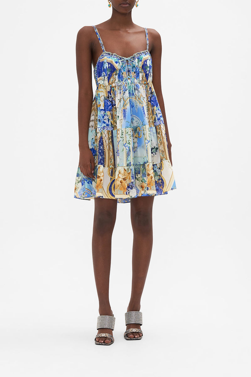 GATHERED BUST TIERED MINI DRESS TOTALLY OZMOPOLITAN
