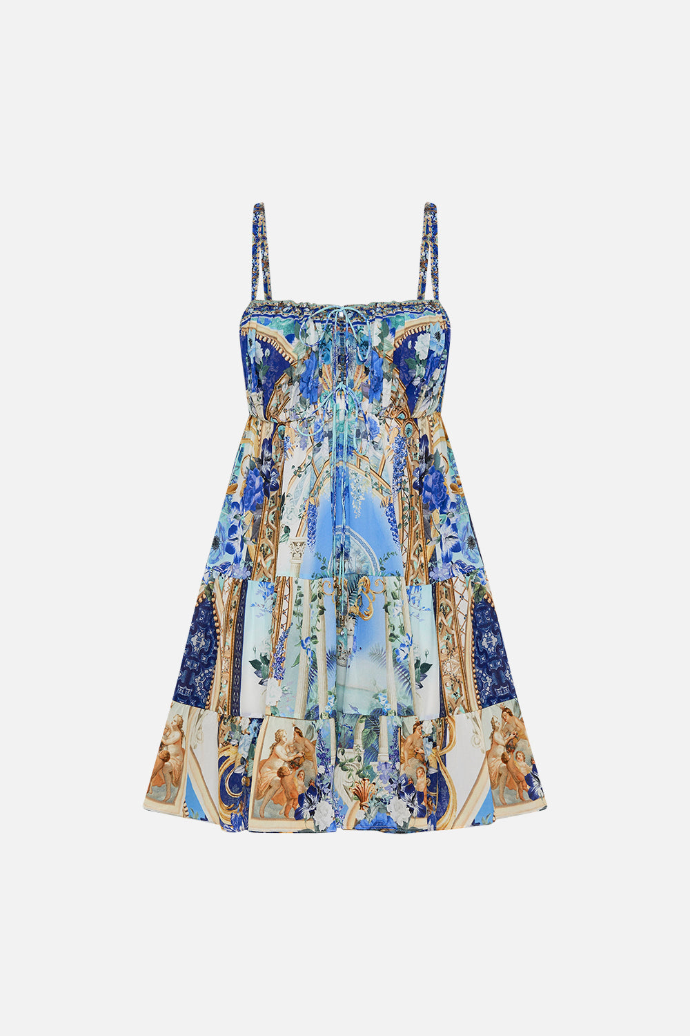 Product view of CAMILLA designer mini dress in Views Of Vesuvius Print