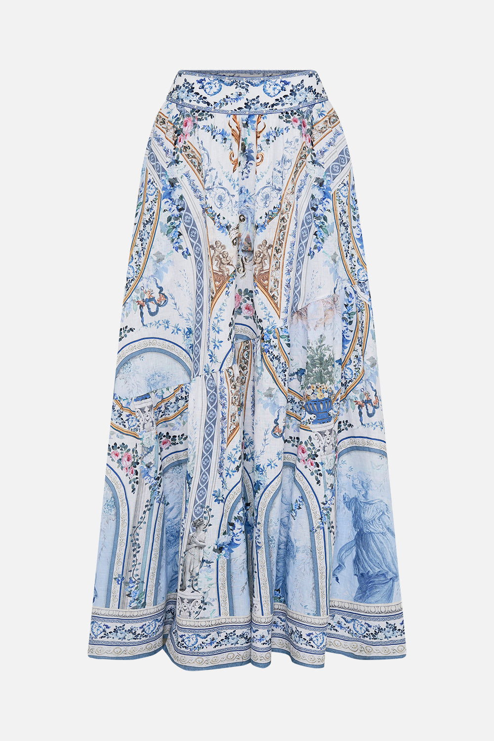 Product view of CAMILLA designer skirt in Season Of The Siren print