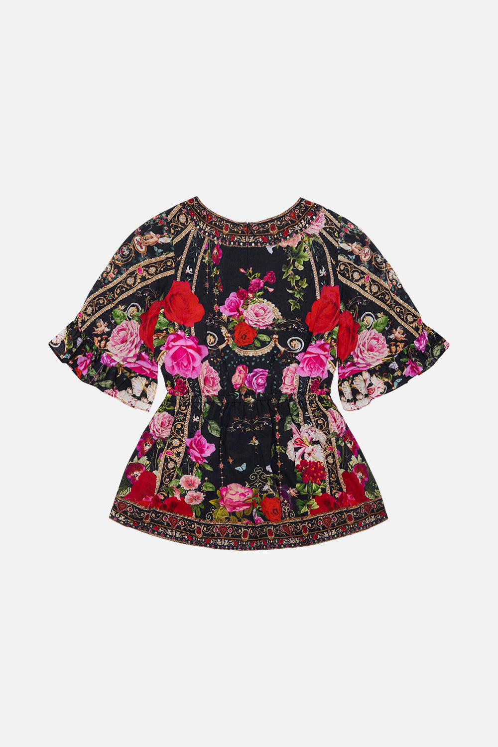 Product view of Milla By CAMILLA kids plasuit with frills in Reservation For Love print