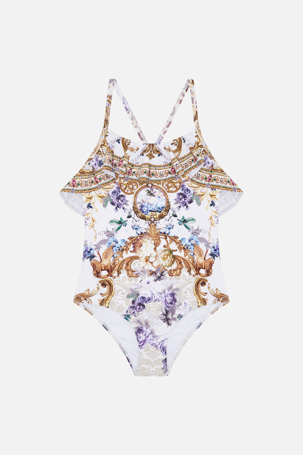 Product view of Milla by CAMILLA kids one piece swimsuit in Palazzo Play Date print