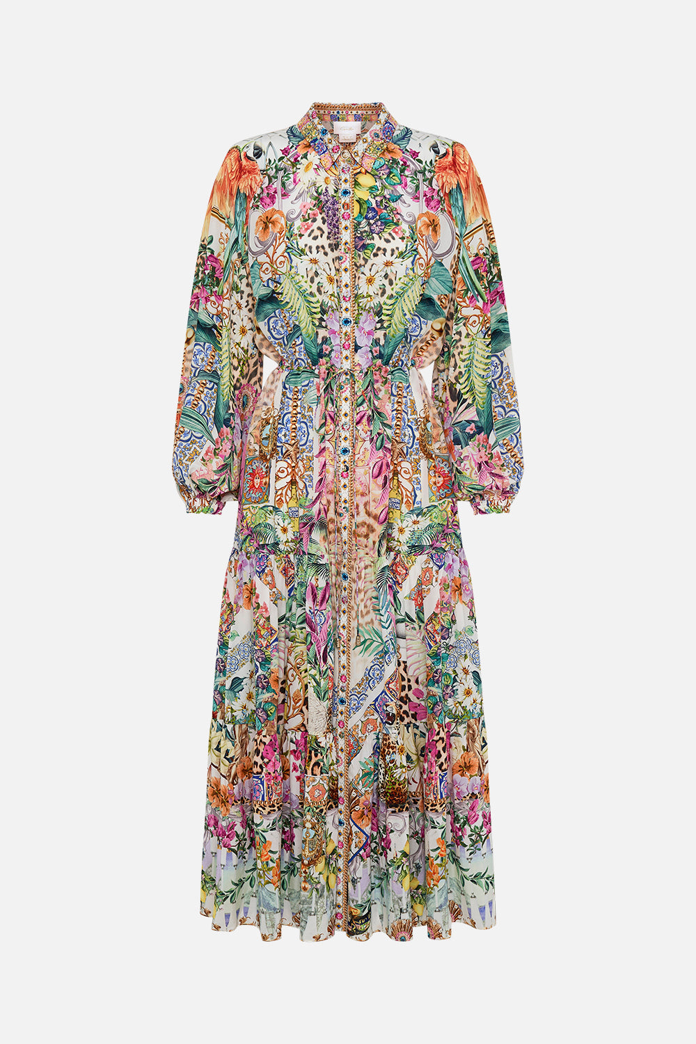 Product view of CAMILLA maxi shirt dress in Fkowers Of Neptune print