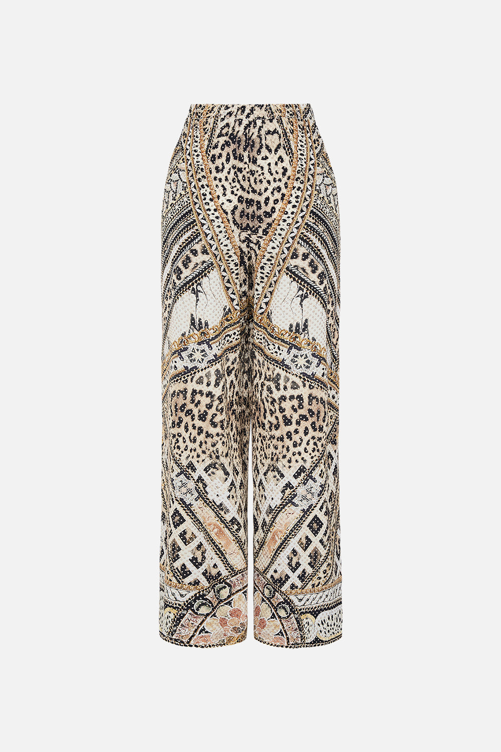 Back product view of CAMILLA silk animal print pants in Mosaic Muse