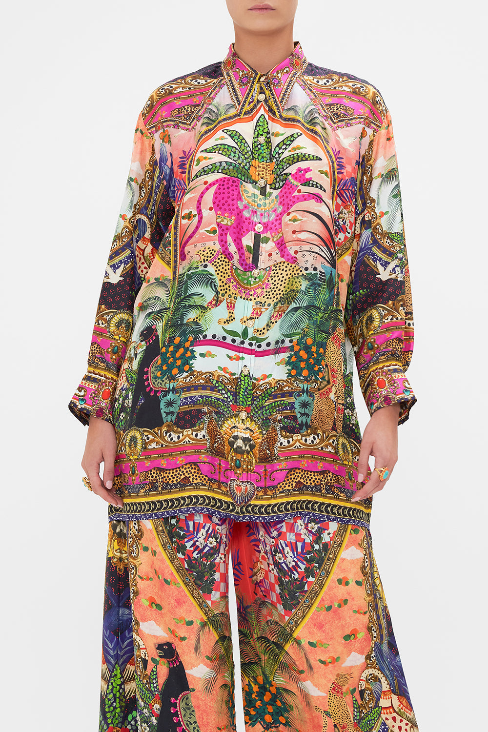 LONG LINE SHIRT WITH YOKE AND BUTTON DETAIL ALESSANDROS ATLANTIS