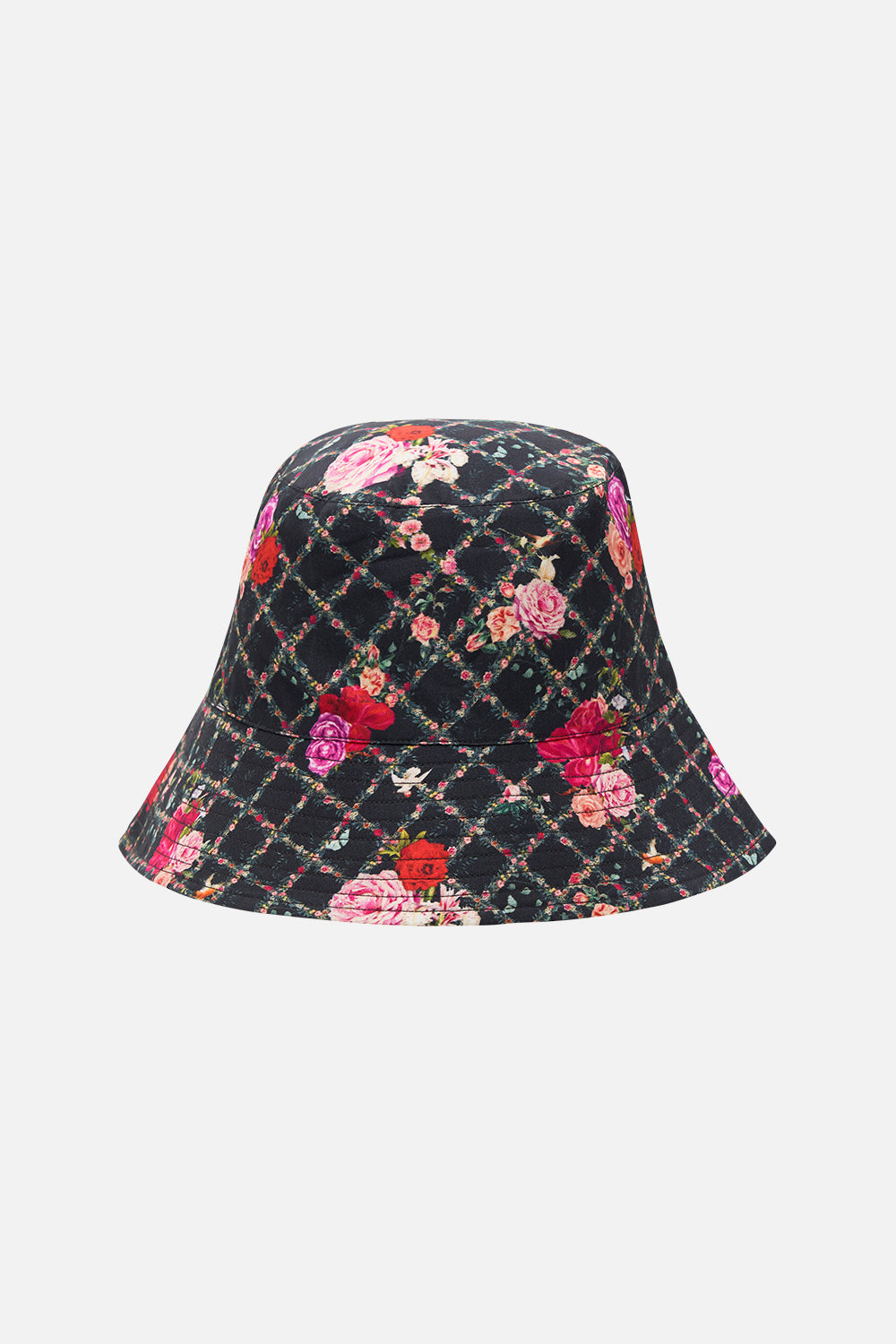 Product view of CAMILLA reversible bucket hat in Reservation For Love print