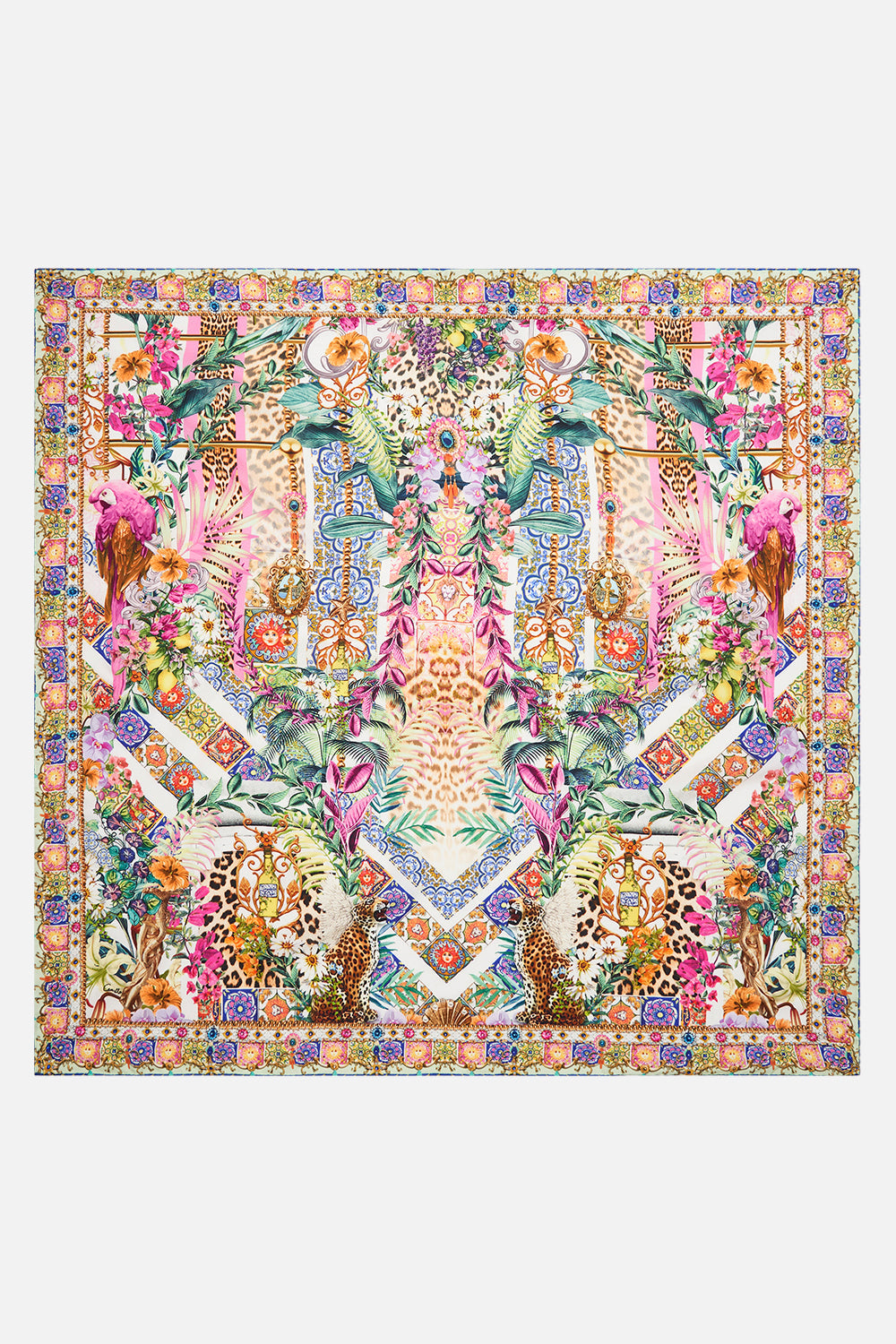 Product view of CAMILLA floral print silk scarf in Flowers Of Neptune print