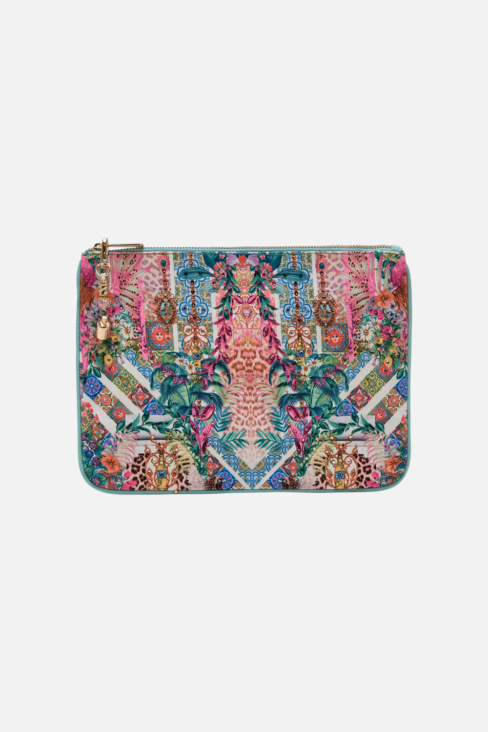 Product view of CAMILLA coin and phone purse in Cosmic Tuscan print