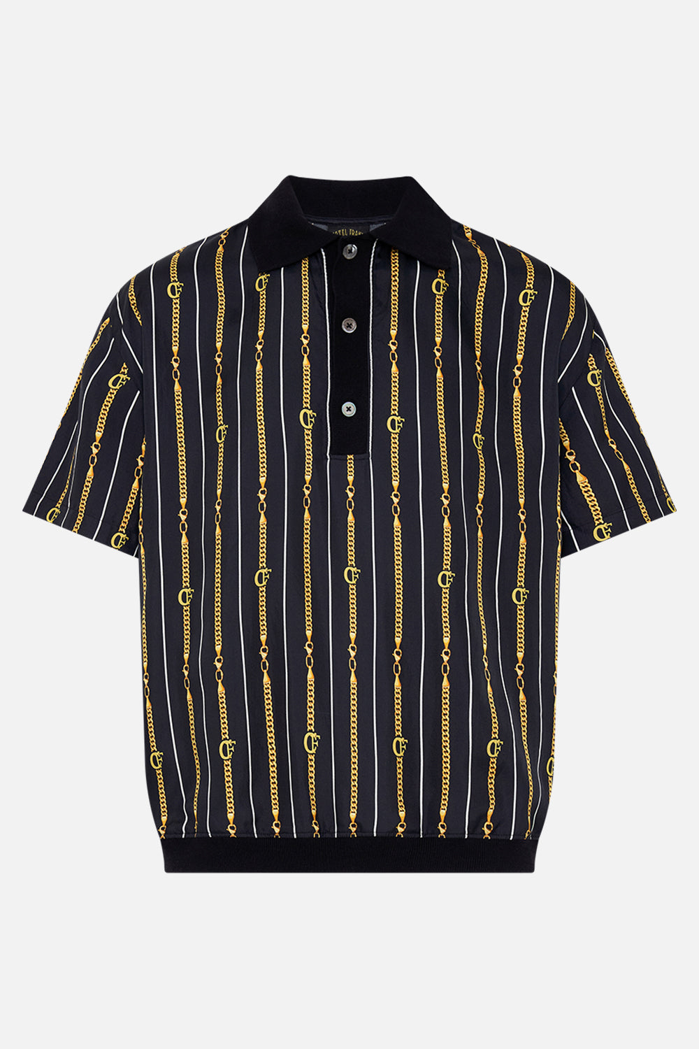 Product view of Hotel Franks by CAMILLA mens shirt sleeve polo shirt in Coast to Coast print