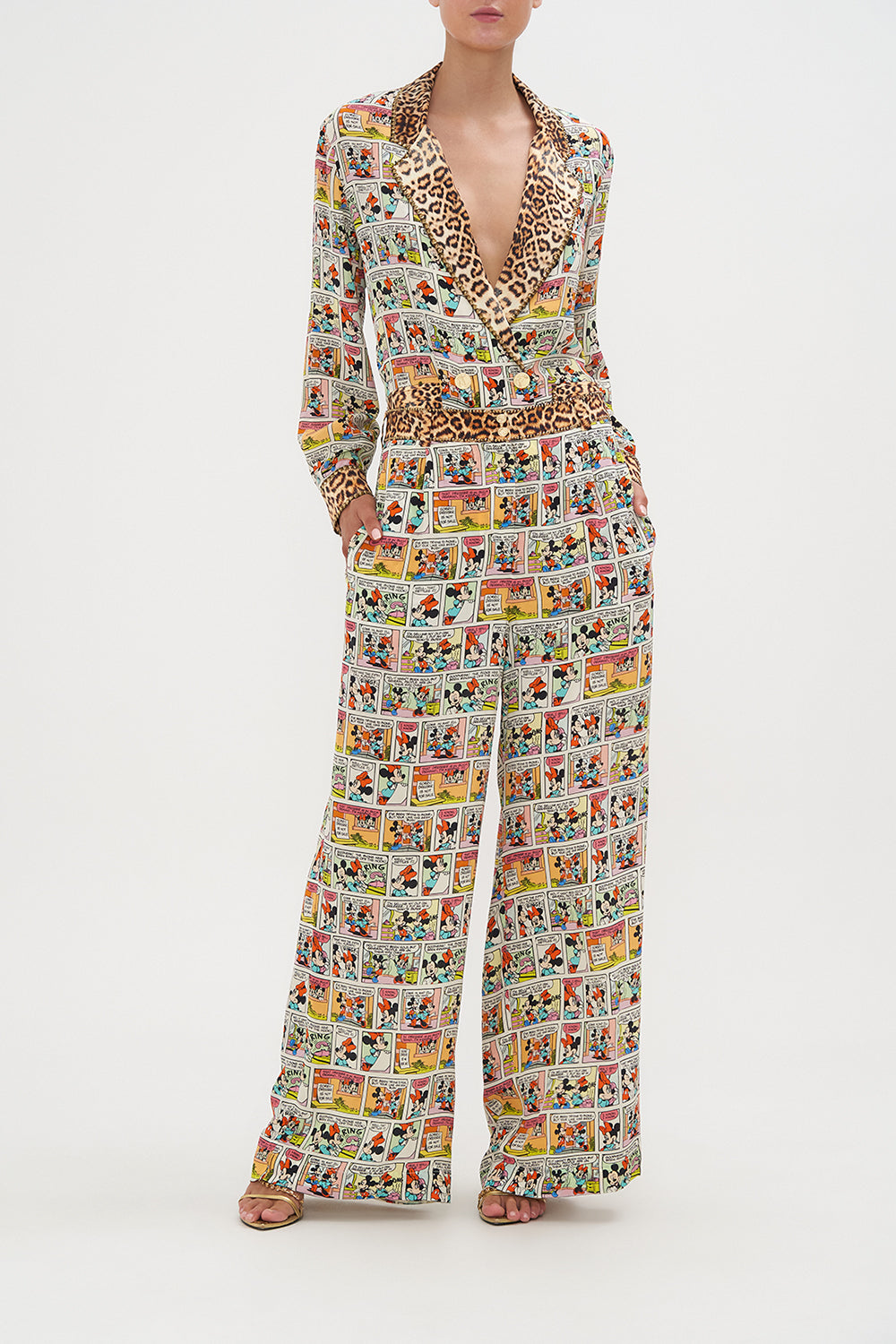Wide Leg Waisted Pant A Trip Down The Comic Strip print by CAMILLA