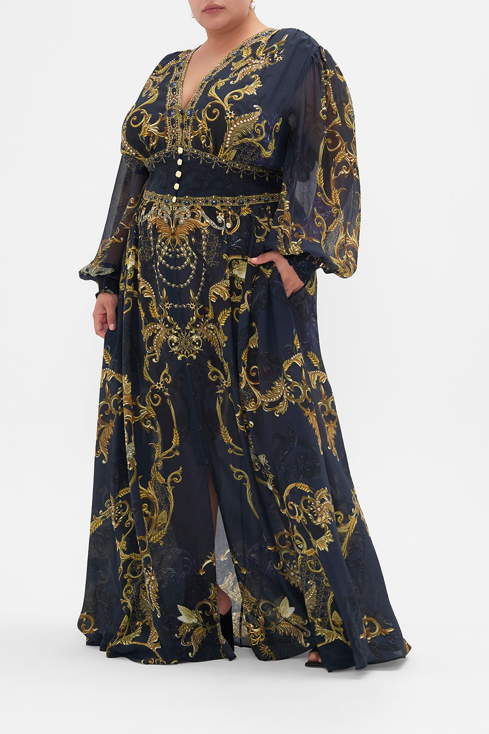 BUTTON DRESS WITH SHAPED WAISTBAND MOONLIGHT MELODIES