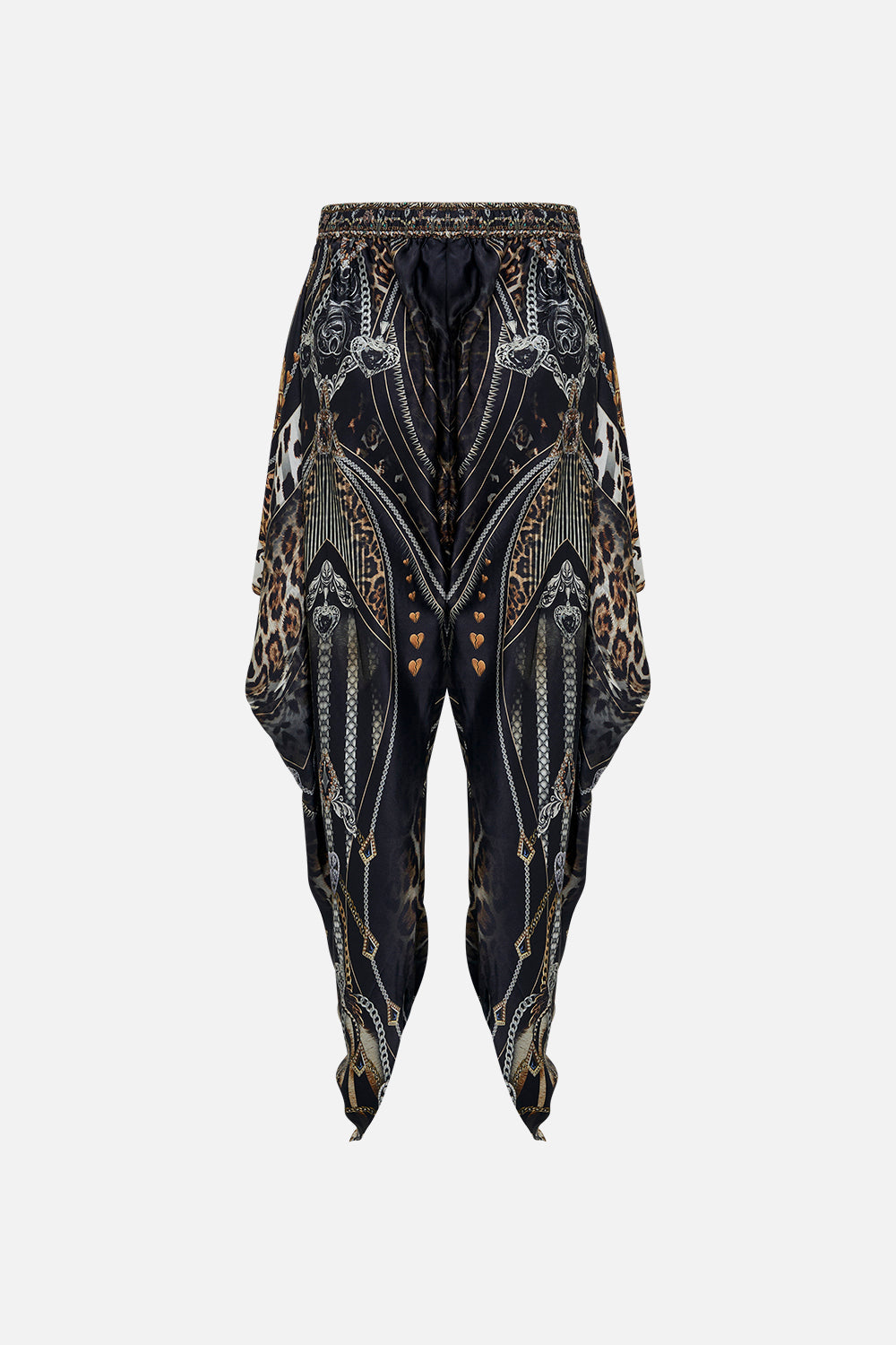 Back product view of CAMILLA drapey silk pants in Chaos In The Cosmos animal print