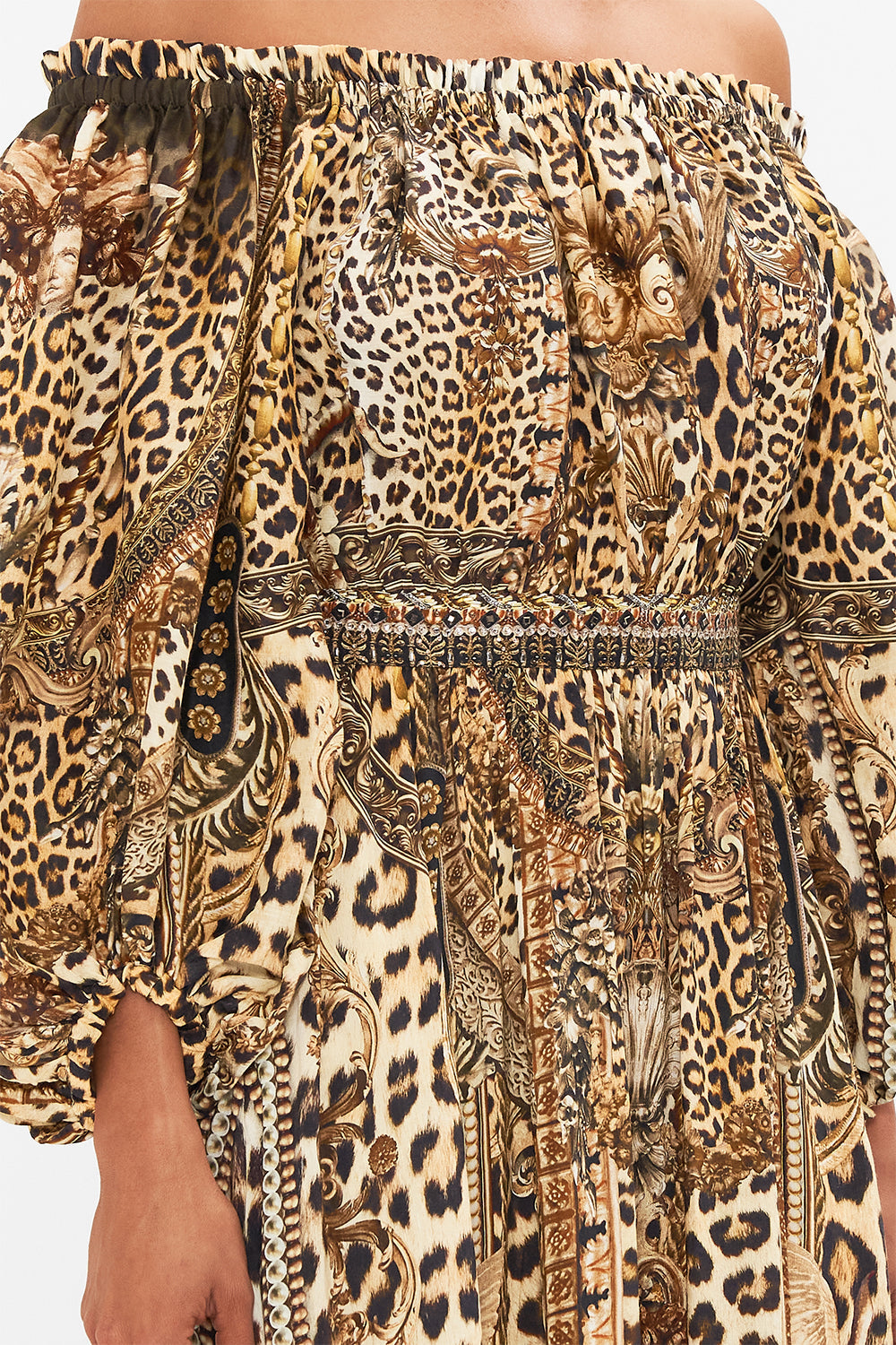 FRILL OFF THE SHOULDER LONG DRESS STANDING OVATION