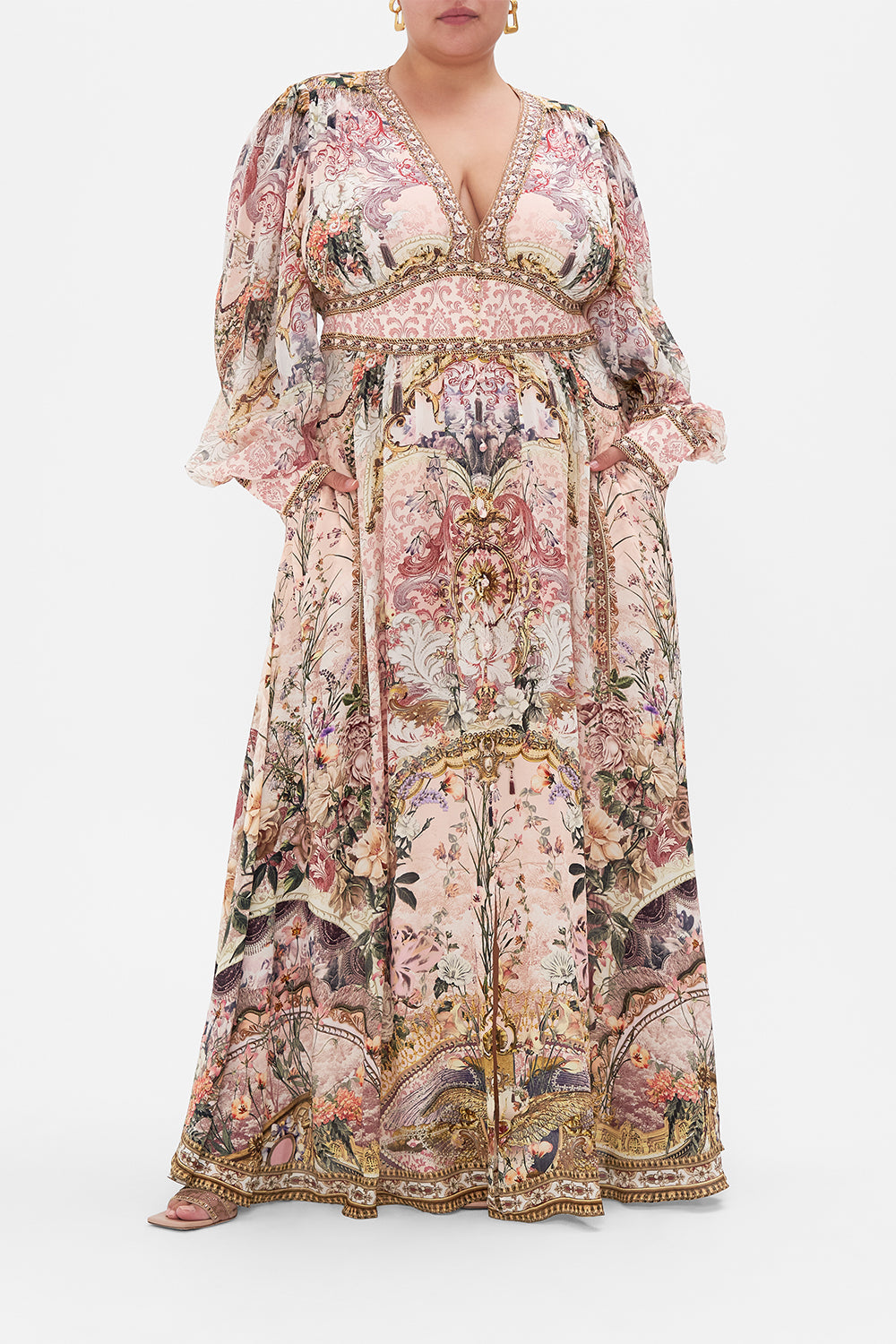 SHAPED WAISTBAND DRESS WITH GATHERED SLEEVES KISSED BY THE PRINCE