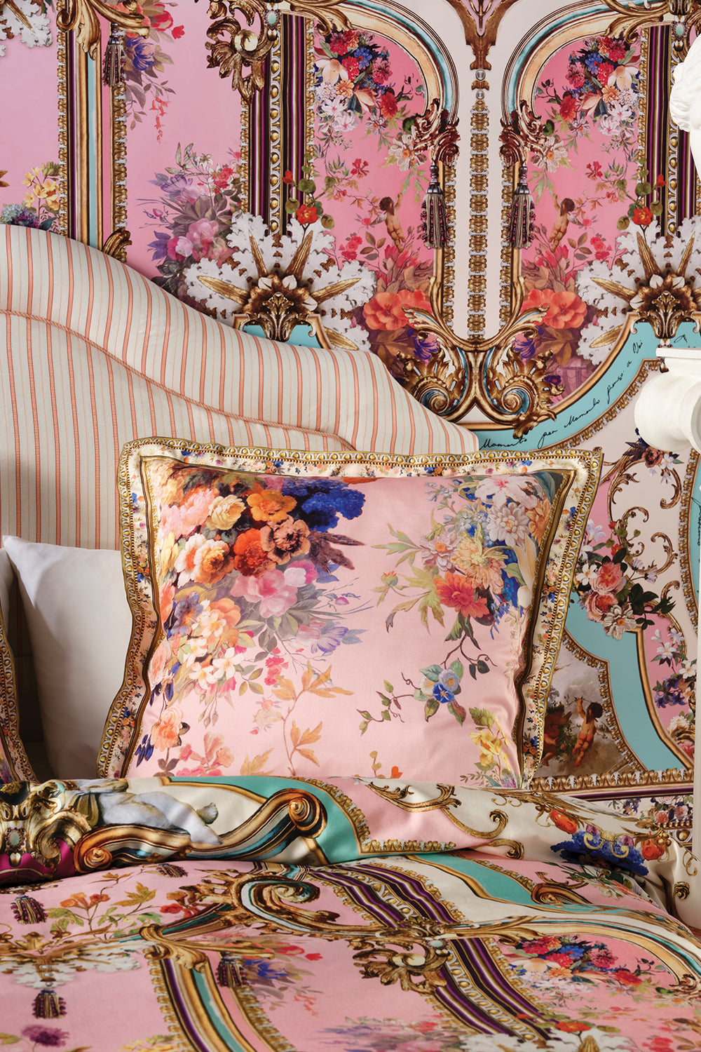 Product view of VILLA CAMILLA home printed european pillowcase in Letters From The Pink Room print