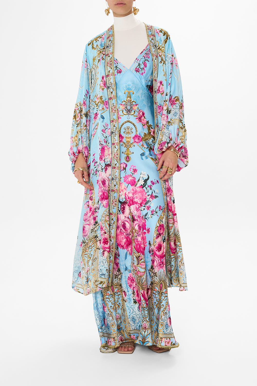 CAMILLA silk slip dress in Down The Garden Path print