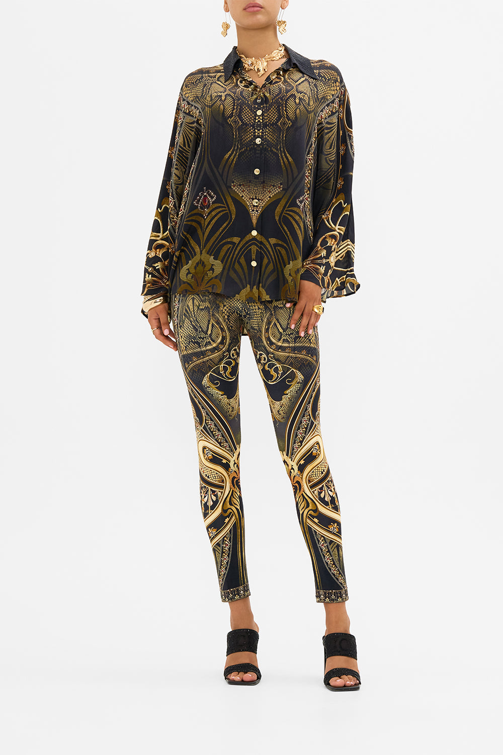 CAMILLA leggings in Nouveau Noir print