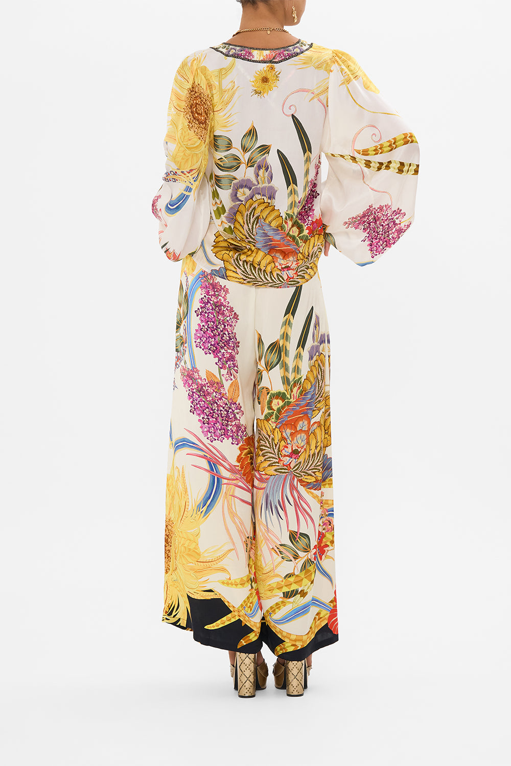 CAMILLA silk blouse in Sunflowers On My Mind print