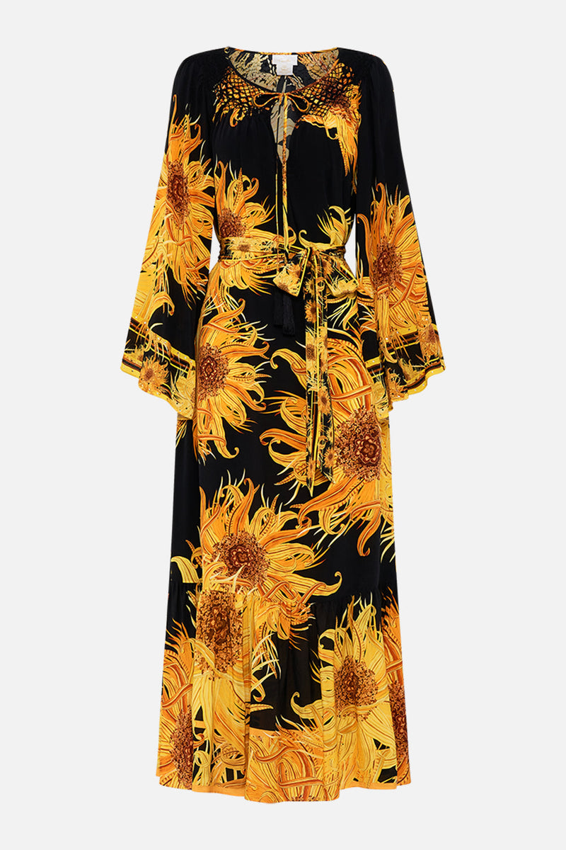 Camilladress Mockneck Long Sleeve Slit Printed Bodycon Dress
