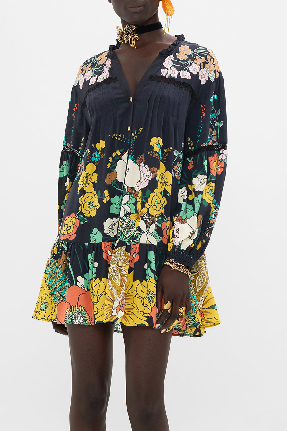 CAMILLA mini dress in We Wore Folklore print